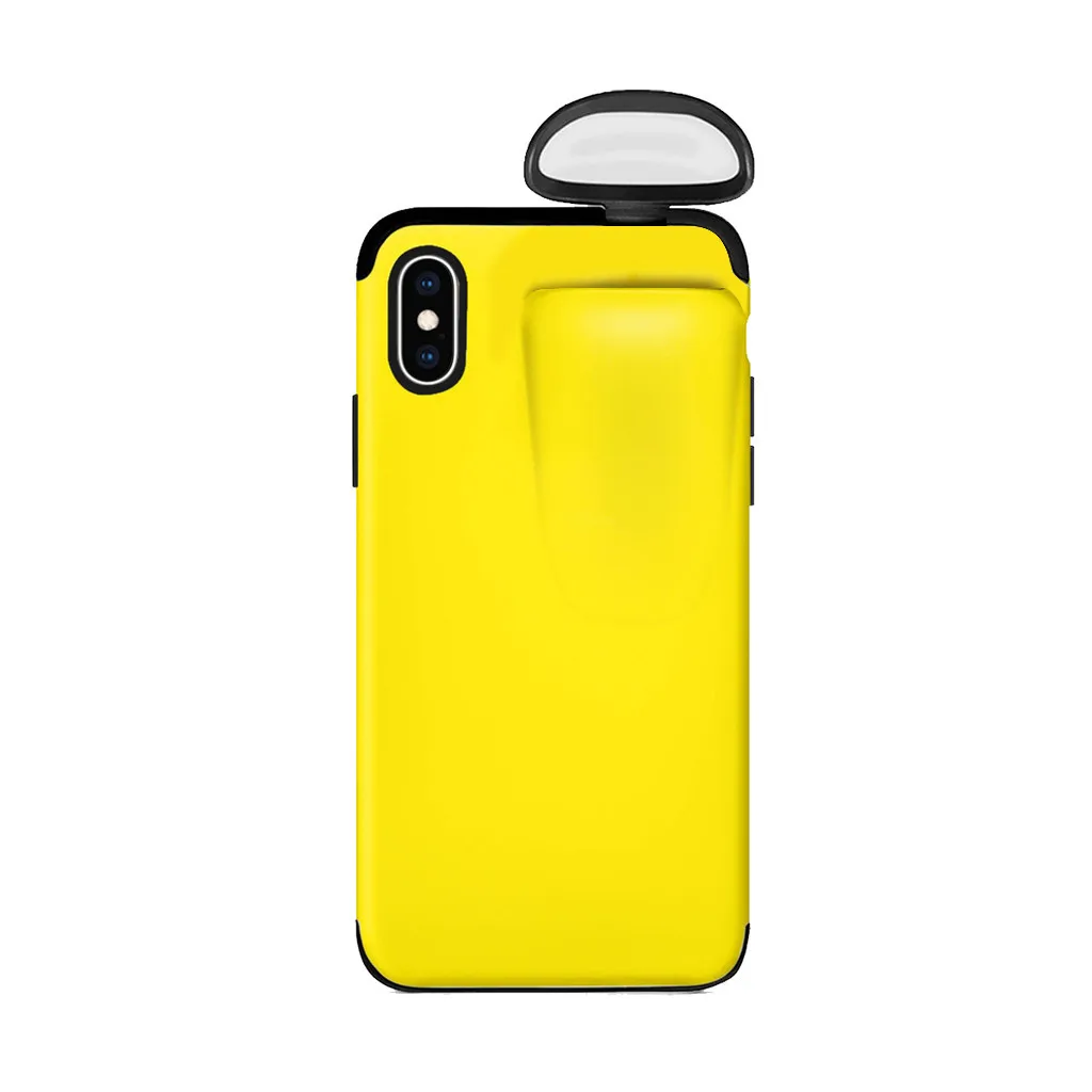 2 в 1 Набор беспроводной гарнитуры защитный чехол для телефона чехол для IPhone X/XS/11/11 Pro/Xs Max/11 Pro Max для AirPods - Цвет: Цвет: желтый