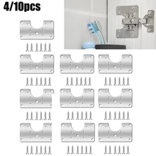 

4/10pcs Cabinet Hinge Repair Plate Set With Hole Stainless Steel Drawer Furniture For Home Hardware Furniture Fittings Kit