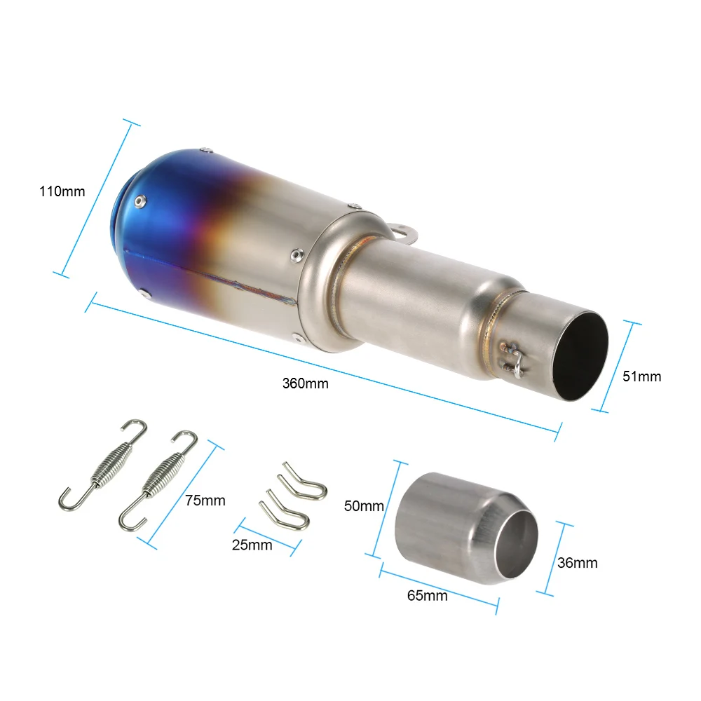 Глушитель для скутера МОТОЦИКЛА ТРУБЫ 51 мм Refit из нержавеющей расширенной выхлопная труба универсальная для мотоцикла ATV