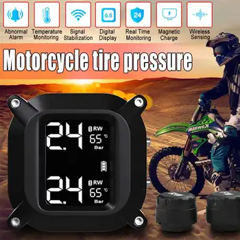 

Waterproof Motorcycle Real Time Tire Pressure Monitoring System TPMS Wireless LCD Display Internal or External Sensors
