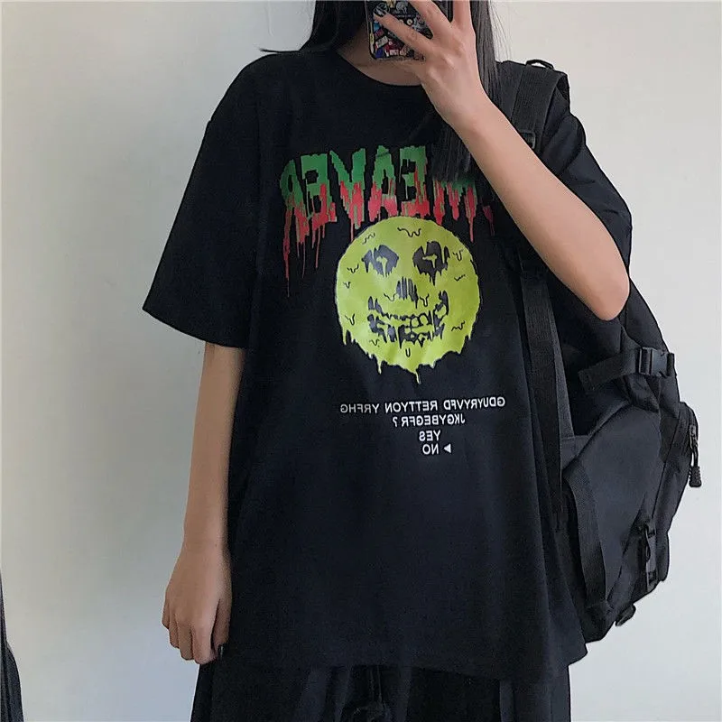 

2020 New Design Women Tshirt O-neck High Street Causal Loose Short Sleeve Original Cool Retro Comic Printing T-Shirt Girls Tops