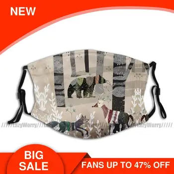 

Bear Mouth Face Mask Forest In Sweater Facial Mask Lovely with 2 Filters Kawai for Adult Mask