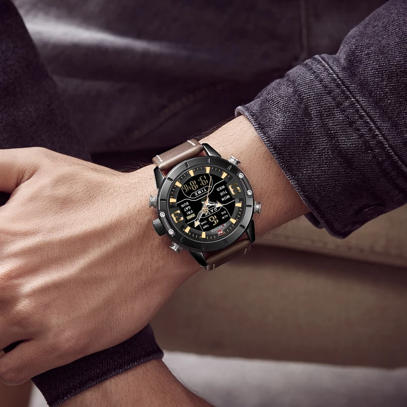 NAVIFORCE Top Brand Men Fashion Luxury Quartz Watch Military Sports Wristwatch Men's Leather Strap