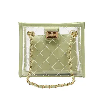 

THINKTHENDO Fashion Women Transparent PVC Leather Chain Crossbody Bag Tote Handbag Messenger Shoulder Bags