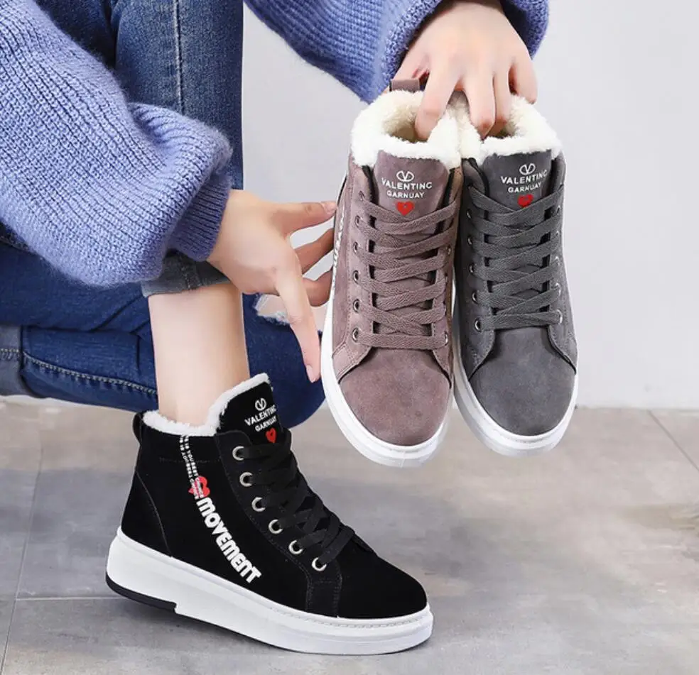 

Winter Ankle Boots Women Warm Thick Plush Suede Snow Boots Female Sneakers Fur Shoes Women Botines Mujer 2020 women shoes