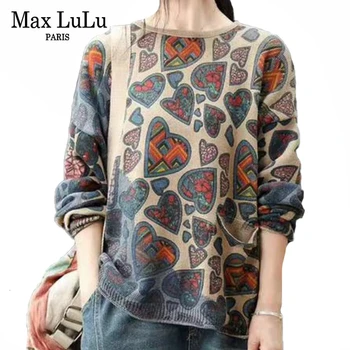 

Max LuLu Korean Fashion Winter New Casual Pullovers Ladies Luxury Printed Sweaters Womens Kintted Jumpers Loose Cotton Knitwears