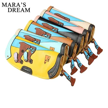 

2020 NEW Hot Sale Korean Style Cute Stitching Zipper Dog purse Long Fashion Clutch Bag Lady Purse Cute Wallet