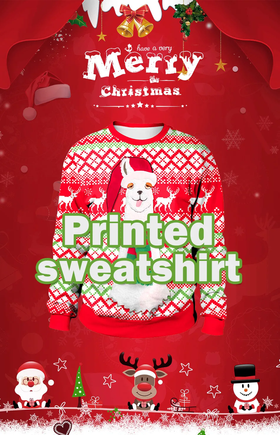 Women Christmas Casual Sweatshirt O-Neck Long Sleeve Christmas Print Sweatshirt Loose Pullover Christmas Party Sweatshirt 60H075
