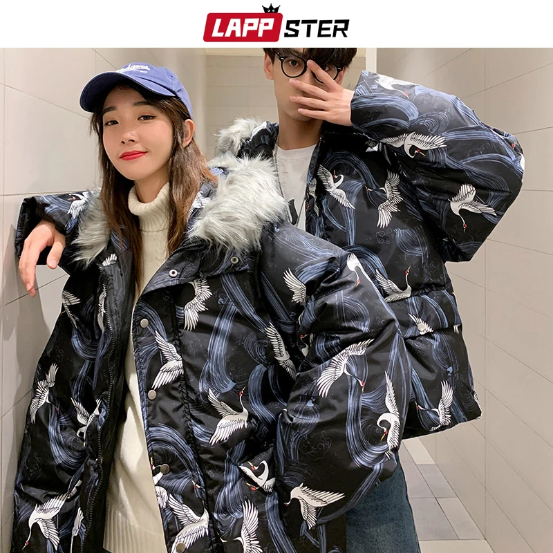 LAPPSTER Crane пальто Японская уличная одежда зимняя куртка с капюшоном мужская куртка с меховым воротником пальто в стиле хип-хоп парки корейская мода ветровка