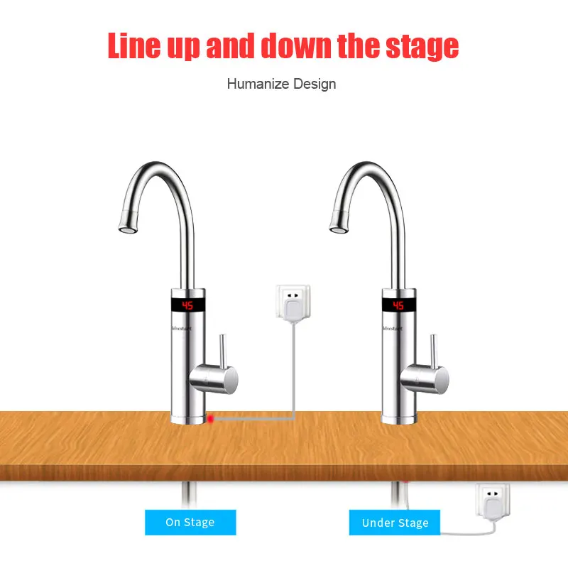 

New Kitchen Electric Instant Water Heater Tap Stainless Steel Electric Water Heater Faucet Instant Tankless Heater Tap 220V