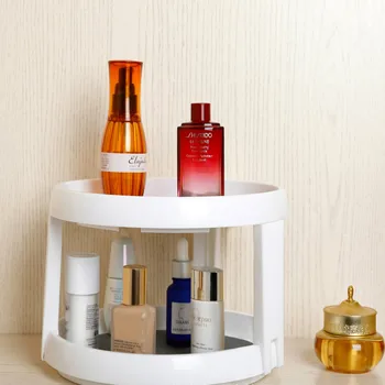 

Portable Rotating Table Desktop 2 Layer Spices Organizer Rack Seasoning Bottle Storage Stand Durable Plastic Kitchen Accessories