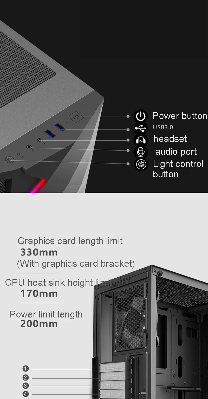 36*21*44 см diy игровой компьютер RGB PC чехол шасси сторона прозрачный закаленное стекло gabinete gamer computadora MicroATX, ATX, ITX