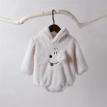 

Infant Baby Boys Girls Print Dog Hooded Thick Warm Winter Autumn Romper Clothes Long Sleeve Outfits Jumpsuits Toddler Body Suits