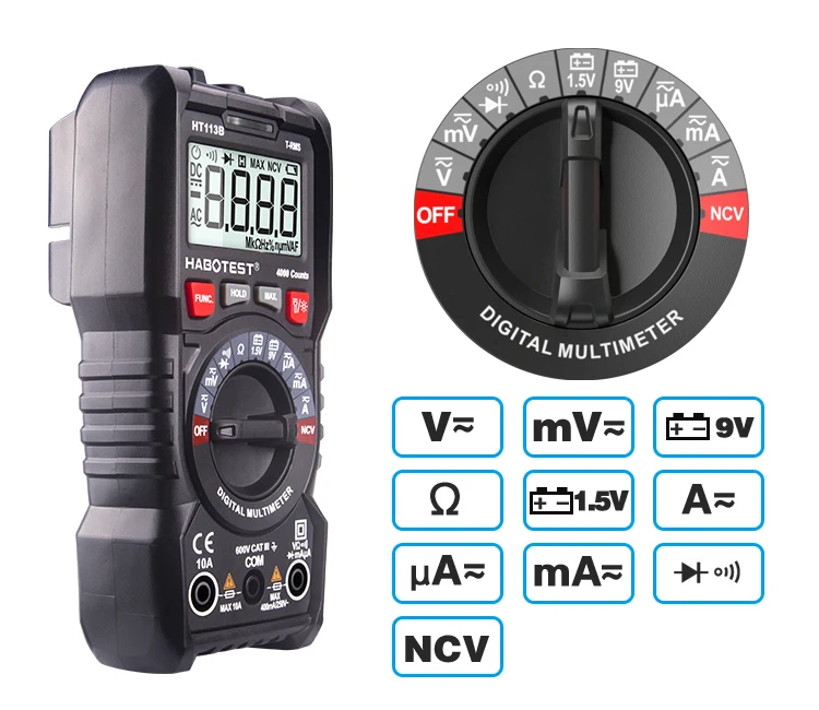 Habotest HT113B цифровой мини мультиметр тестер Профессиональный транзистор мультитестер мультиметр