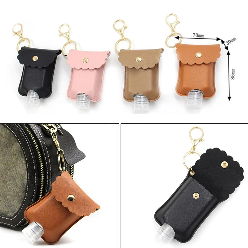 

3Pcs/set PU Leather Hand Sanitizer holder Portable Traveling 60ml Refillable Bottle Mini Perfume Bottle Empty Bottles