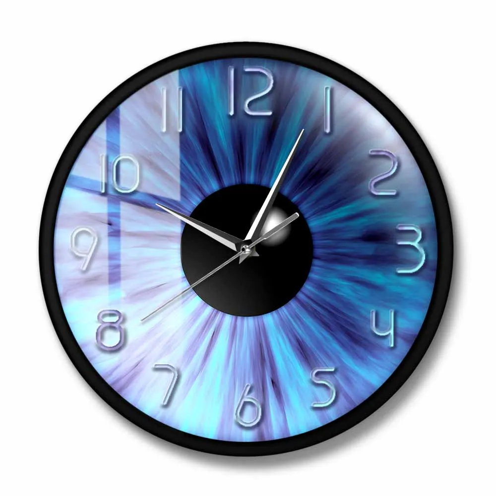 Blue Evil Eye Iris Pupil Printed Wall Clock For Eye Clinic Optician Artwork Decor Silent Wall Watch Eye Doctor Optometrist Gift 5