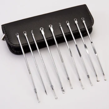 

9pcs Blackhead Pimple Remover Comedone Extract Ance Needle Kit Stainless Steel Acne Extractor Removing Tool Face Skin Care