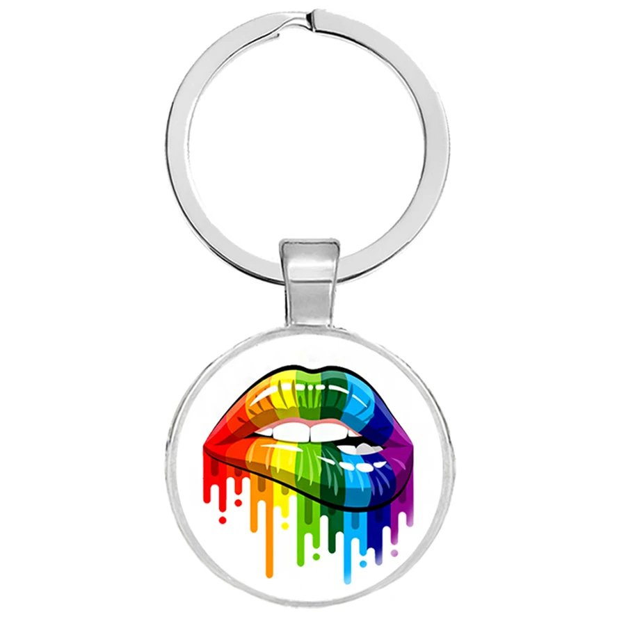 LGBT Bi Pride брелки для ключей геев Брелоки из лицевого стекла кабошон ключ Hoder