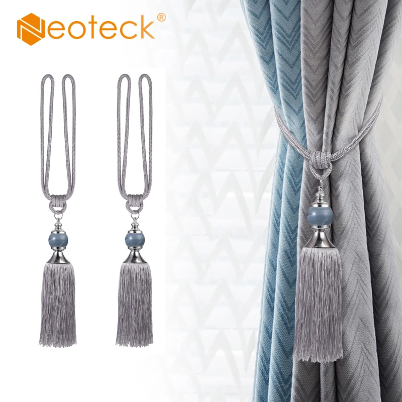 

Neoteck 4 шт. акриловые серебряные занавески, зажимы для шнурков с кисточками, зажимы для шнурков с бусинами и шариками для декора