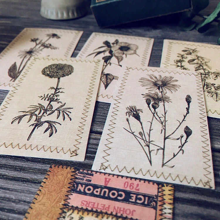 Винтажная имитация шитья растительная ткань узор плотная бумага для скрапбукинга украшения DIY креативный дневник карточка планировщика