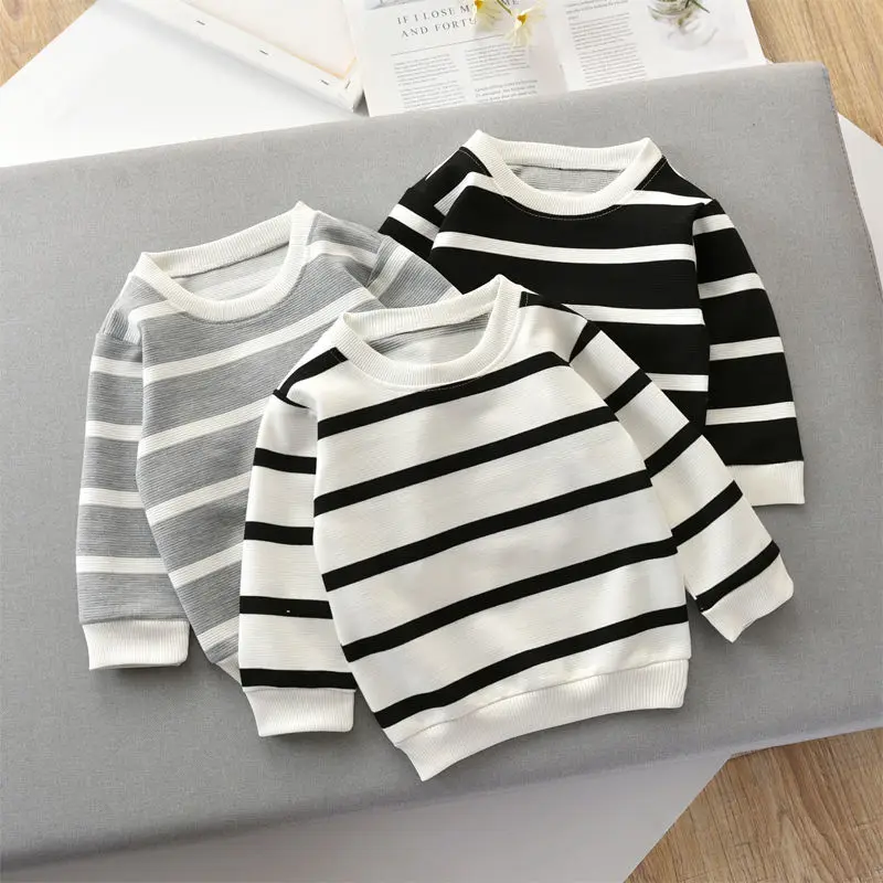 861.0¥ 40% OFF|男の子と女の子のための長袖ストライプTシャツ,1〜5歳,春,秋|T-Shirts| - AliExpress