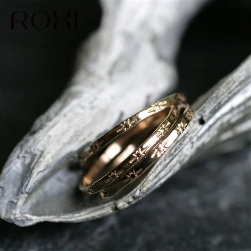 ROXI 925 Sterling Silver Ring for Women Girl Party Wedding Rings Dainty Sun Signet Female Finger Ring Couple Lover Jewelry