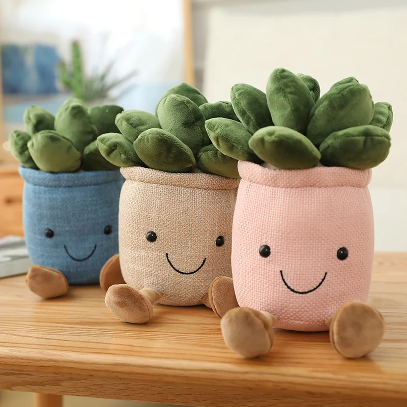 

New Cute Succulent Plant Tulip Soft Plush Stuffed Toy Desk Bookshelf Decoration doll creative potted flower for girl Gifts