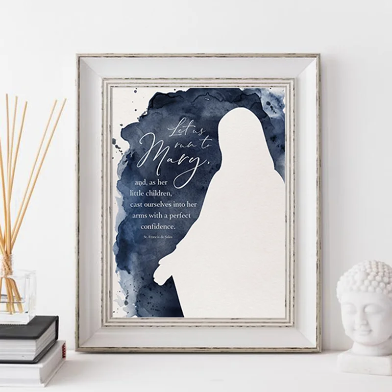 St Francis de Sales Quote Wall Art Canvas Poster Catholic Picture Print Blessed Mother Marian Art Decorative Painting Home Decor