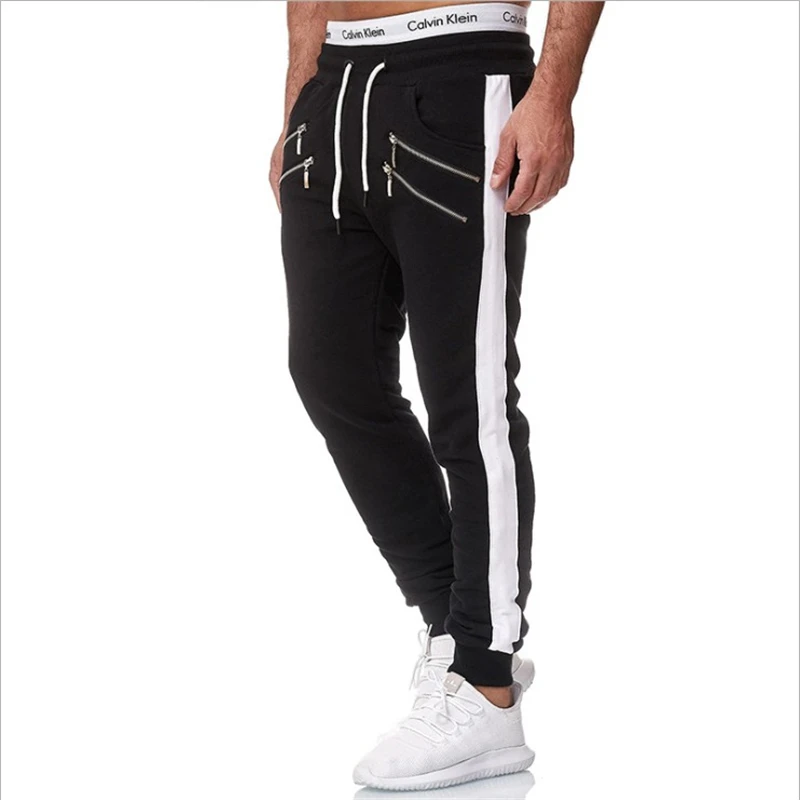 

Autumn Men Casual Pants Zip pocket Gyms Fitness Workout Sportswear Trousers Joggers Sweatpants Winter Male Crossfit Track Pants