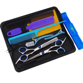 

9-piece Set of Household Hair Clipper Professional Haircut Hairdressing Scissors Flat Shears Family Haircut Tool Set