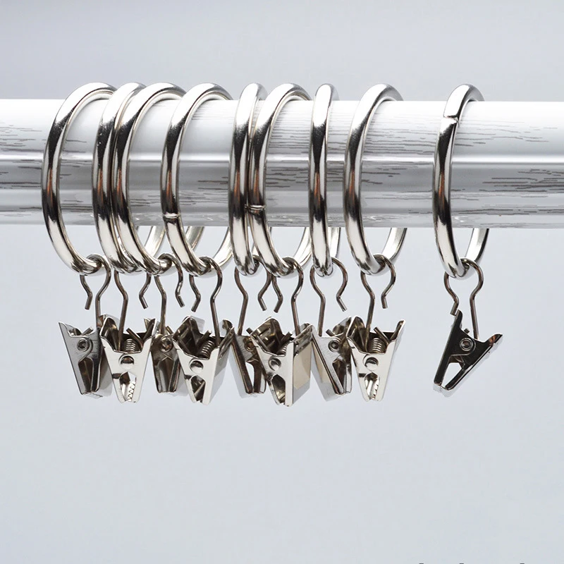 Metal Curtain Pole Rod Voile Net Rings With Clips Clamps Hanging 4