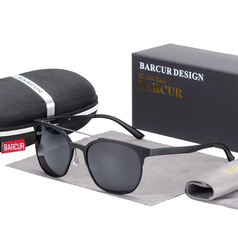 BARCUR алюминиевые магниевые солнцезащитные очки ретро стимпанк круглые очки мужские Поляризованные мужские солнцезащитные очки для мужчин