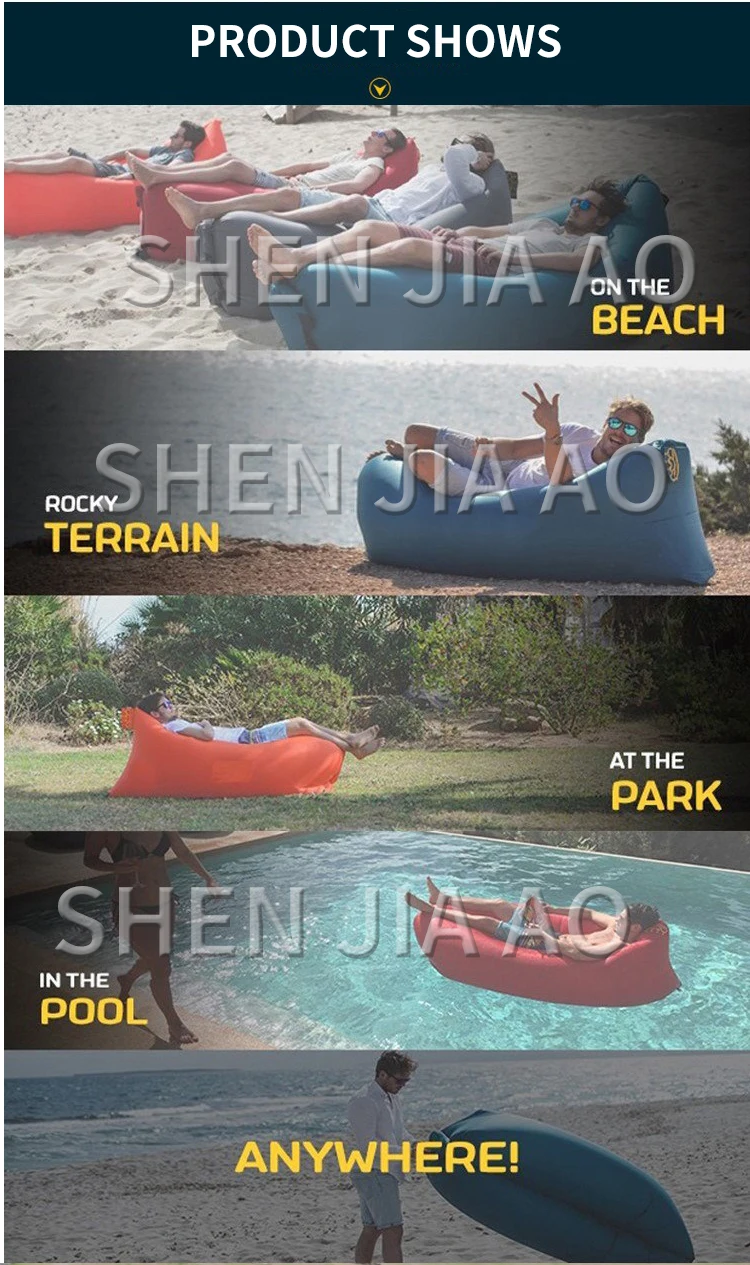 240*72/200*70 Outdoor Lazy Inflatable Bed Air Sofa Sleeping Bag Camping Picnic Portable Inflatable Sofa Manual Inflatable Sofa