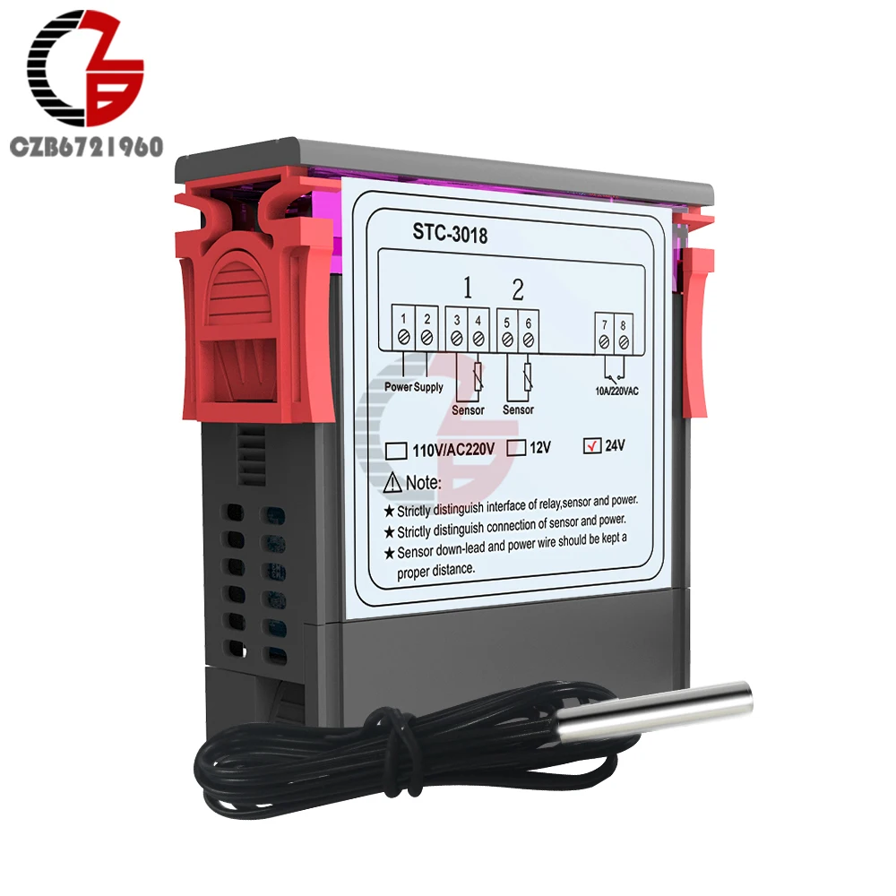 STC-3018 DC 24V Цифровой термостат для контроля температуры комнатный инкубатор с нагревательным охлаждением контроль температуры калибровка
