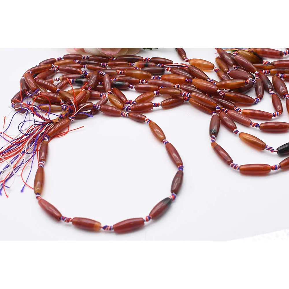 2strands/lot 27mm Natural Smooth dark orange cylindrical Agate stone beads For DIY Bracelet Necklace Jewelry Making Strand 15