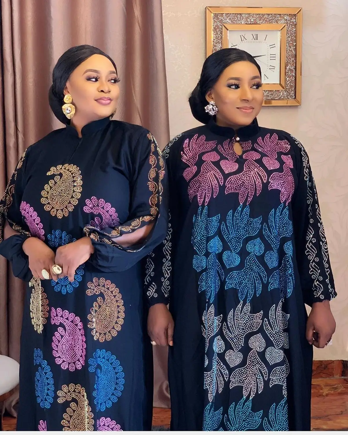 

African Women clothing Dashiki fashion Color full drill gown long dress size L XL XXL