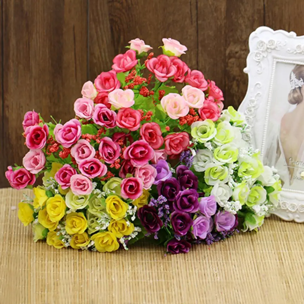 Simulation Rose Bouquet Fake Artificial Flowers Wedding Party Home Decoration 