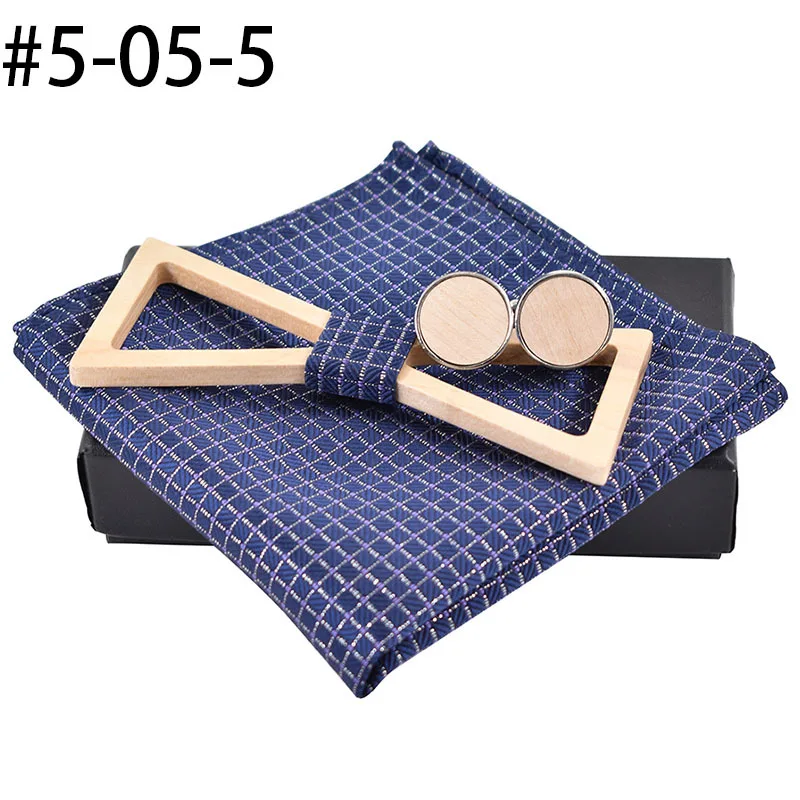 Wood Bowtie Set Мужская Свадебная деловая вечеринка галстук рубашка деревянная бабочка галстук носовой платок деревянные Запонки Свадебный галстук-бабочка карман Squre - Цвет: Wood Bowtie Set