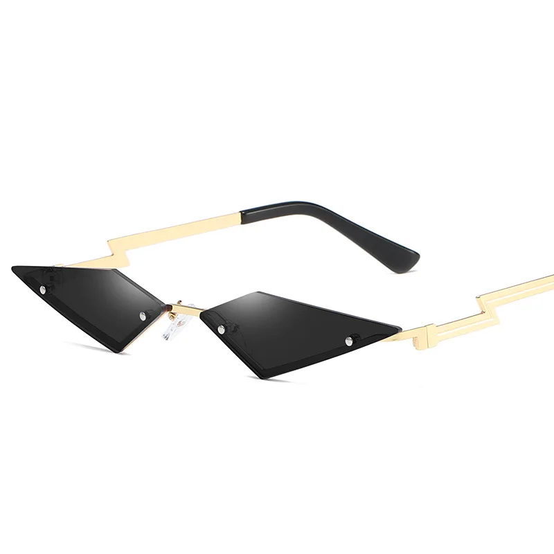 KUJUNY, модные бескаркасные солнцезащитные очки для женщин, роскошный бренд, солнцезащитные очки, молния, уникальные очки, мужские, анти-УФ, без оправы, солнцезащитные очки - Цвет линз: Gold Black
