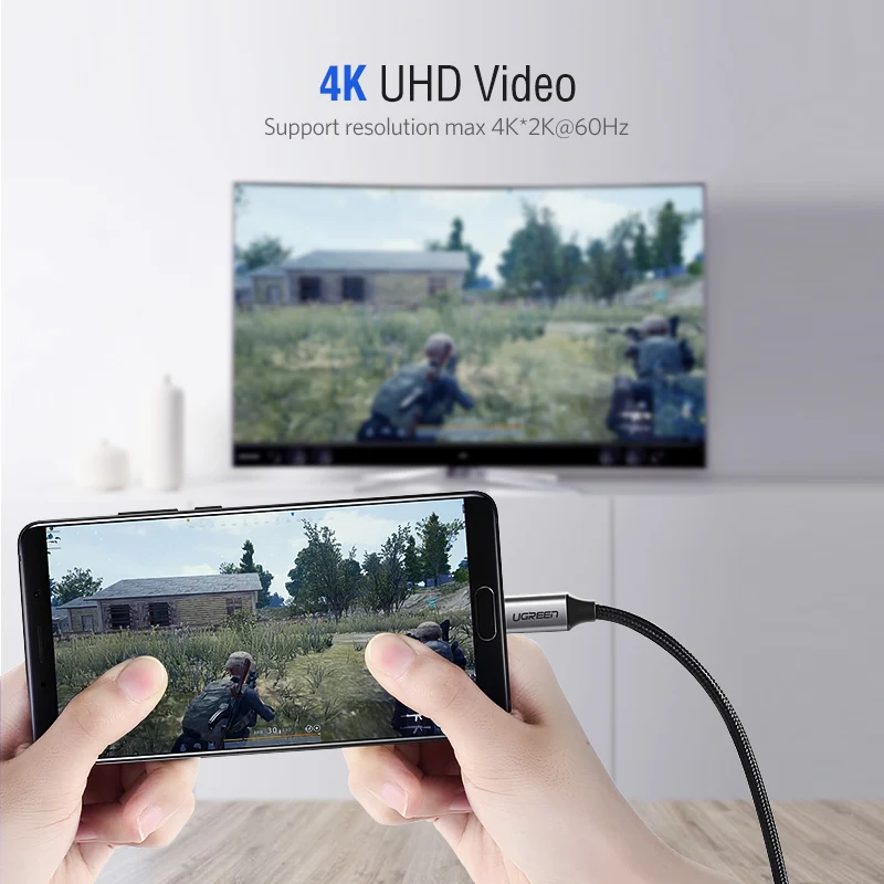 Skup Ugreen USB C kabel HDMI typu C do HDMI Thunderbolt 3 konwerter do macbooka Huawei Mate 30 Pro USB C adapter HDMI rodzaj USB type c HDMI