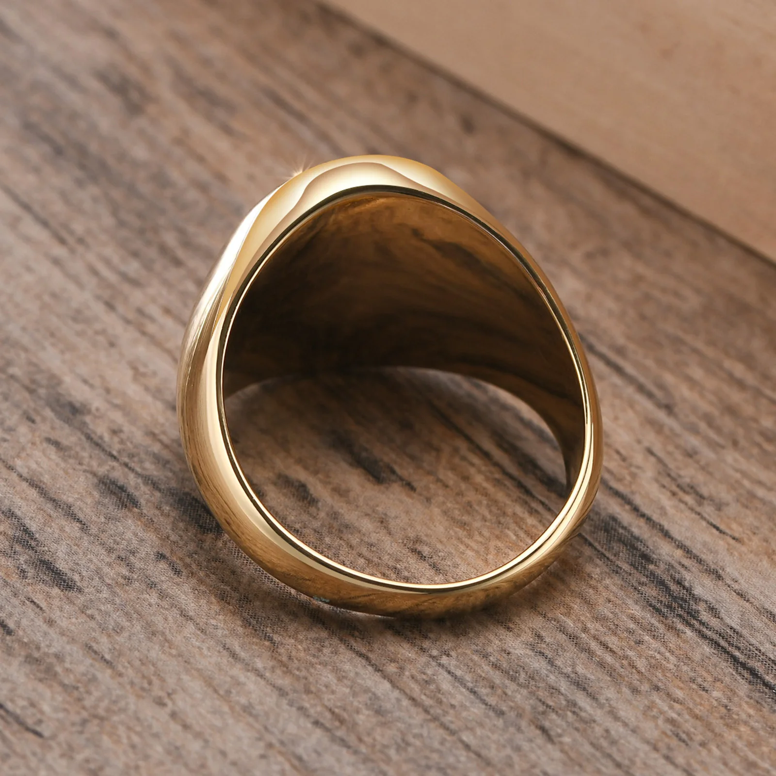 Signet Ring Signet Ring In Stainless Steel Gold Plating For Men Jewelry Fashion Round Rings Gift To Teens