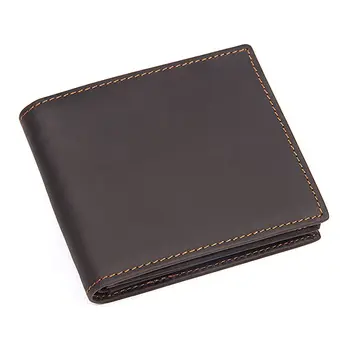 

Classic Full Grain Leather Wallet for Men Vintage Fold Short Wallets Male Billfolds Purse 8056R-2-