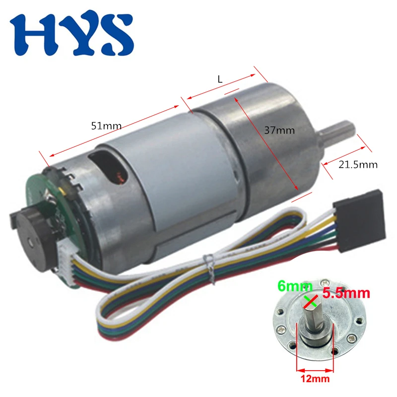 

HYS Gear Motor DC 12 Volt 6V 24V Encoder Mini Motors 4-2000rpm high Torque 60kg.cm Reducer Electric Motor Smart Part Car Tools