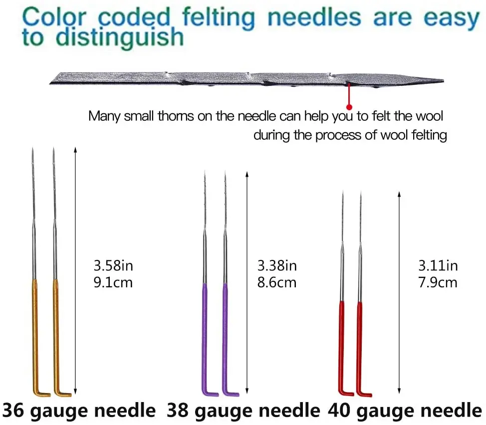 Imzay 35 Pcs Felting Needles Kit Wool Felt Kit Felting Pocked Needles Set  Colorful Wool Felting Supplies with Needle Bottle