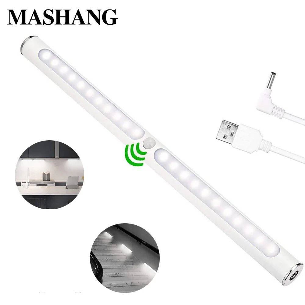 LED Under Cabinet Light Rechargeable Wall Lamp Night Lights USB Wireless Motion Sensor Touch Control Wardrobe Stairs - Цена: 
