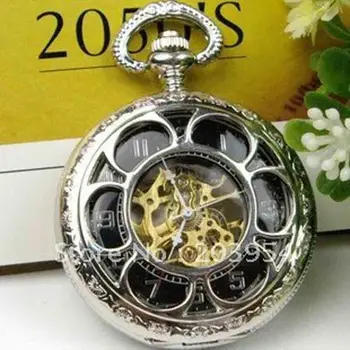 

Vintage Hollow Out Flower Fashion Men Women Mechanical Pocket Watch Unisex Necklace Pendant Watches Chain Best Friends Gifts