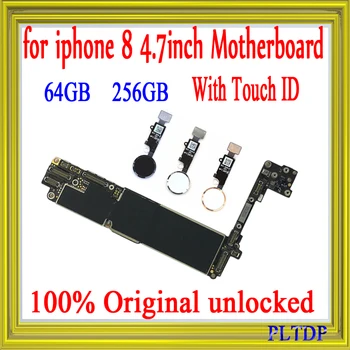 

Unlocked for iphone 8 4.7 Motherboard With Touch ID/NO Touch ID, 100% Original free iCloud Mainboard, 64GB / 256GB