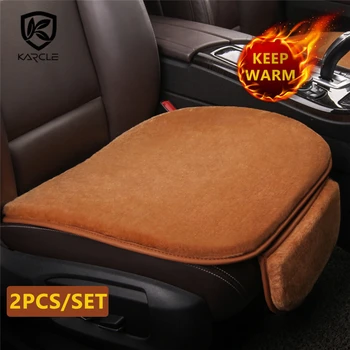 

Karcle 2 Pcs Plush Car Seat Cover Universal Car Seat Cushion Warm Winter Heated Car-Covers Auto Seats Protector Breatheable