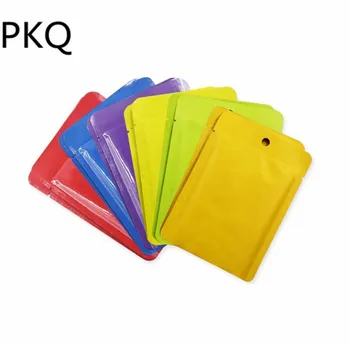 

100pcs 10*14cm Color pure aluminum foil packaging bag Small Heat seal bag With Hang Hole Candy Nuts Sample Bag