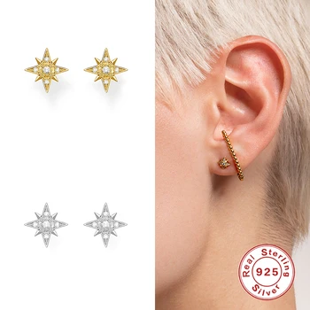 

Aide Mini Shining Star Stud Earrings For Women Gift 925 Sterling Silver Earrings Fine Jewelry Zircon Pendientes Brincos Aretes